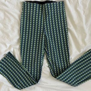 Zara Blue green Printed Ankle or crop pants size small